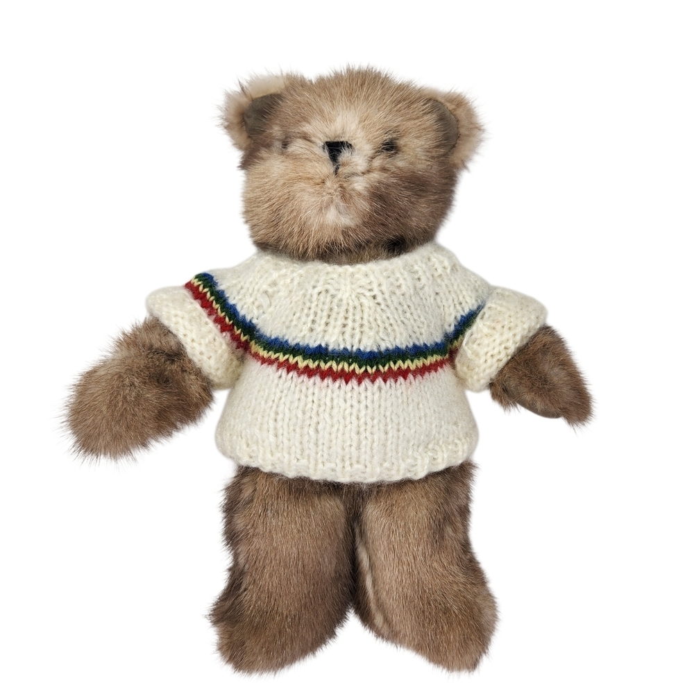 Vintage Real Mink Fur Teddy Bear in Knitted Sweater Rare Small Excellent Cond - Picture 6 of 11